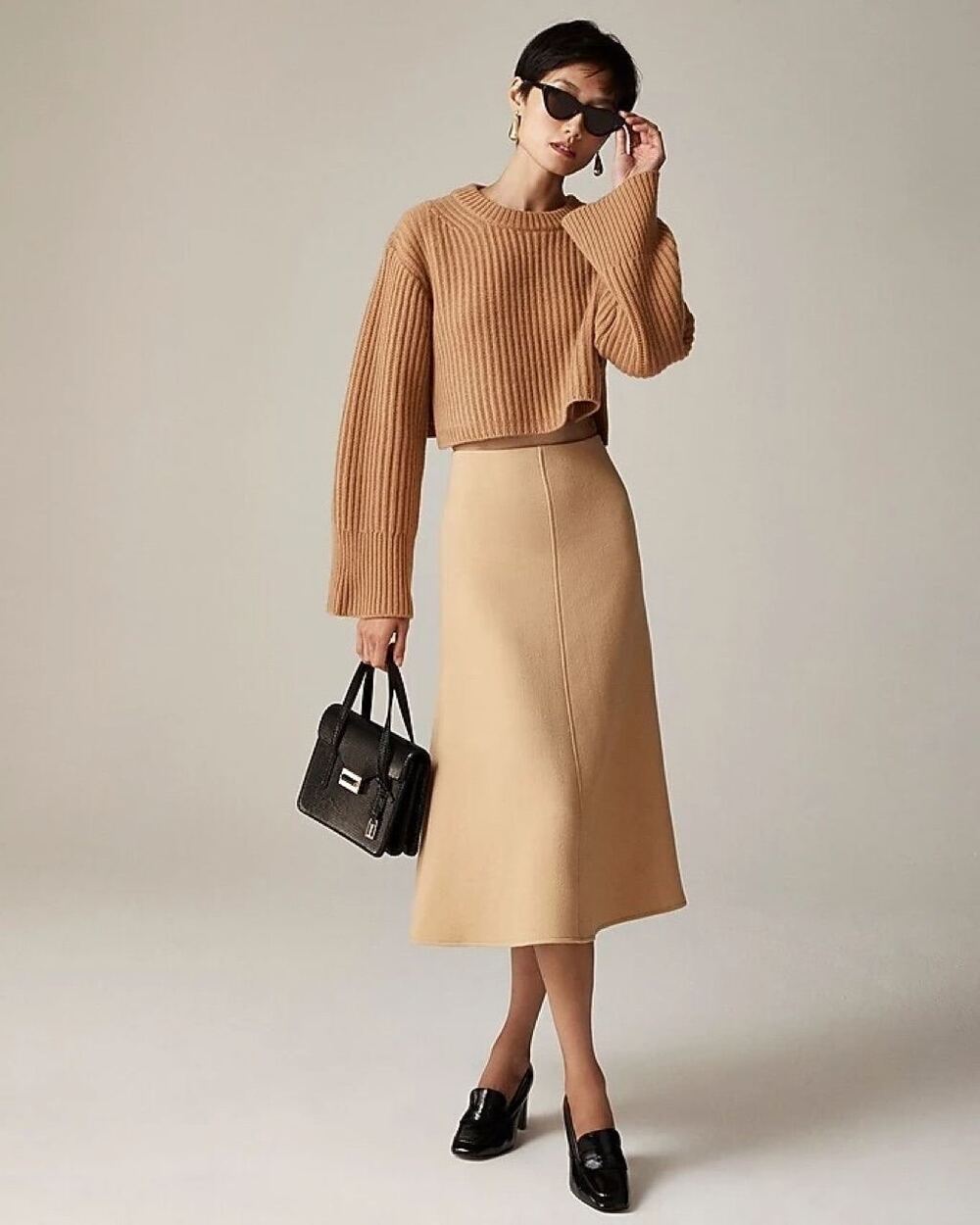 NWT J.Crew Midi Wool Blend Skirt in Beige Size 10